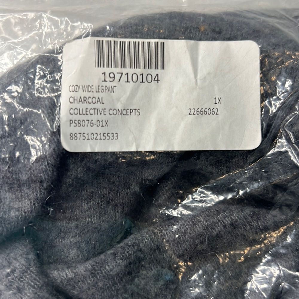 Collective Concepts Women’s Plus Charcoal Cozy Wide Leg Pant Size 1X - Picture 7 of 7